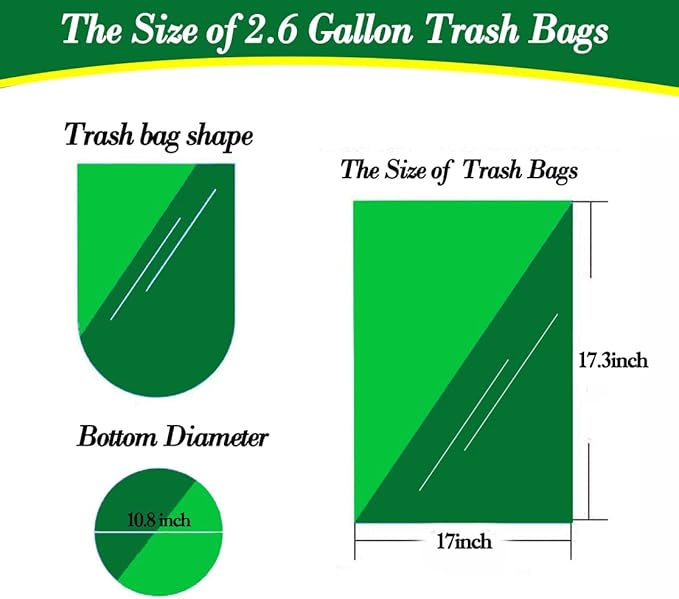 Hommaly 2.6 Gallon 120 pcs Small Clear Trash Bags, Strong 2.5 Gallon Garbage Bags, Bathroom Trash Can Bin Liners Unscented, Mini Plastic Bags for Office, Waste Basket Liner, Fit 6-10 Liters, 2-2.6 Gal