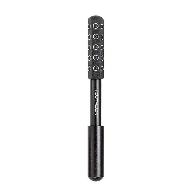 Radiance Roller – Germanium Stone Facial Massage Tool for Lifting, Sculpting, De-Puffing, Glow Boost, Energizing & Cooling Effect (Black)