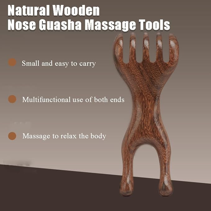 Natural Wooden Nose Guasha Massage Tools Anti-Static, Eyes Facial Wood Gua Sha Tool,face Manual Massager Tool, Multifunctional Handheld Meridians Acupoint Massage Tool,1 Pieces