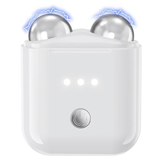 Mini Facial Firming Device, Microcurrent Facial Device, Face and Neck Skincare Device with Vibration Mode, Portable Facial Roller Massager Tool for Man and Woman, White