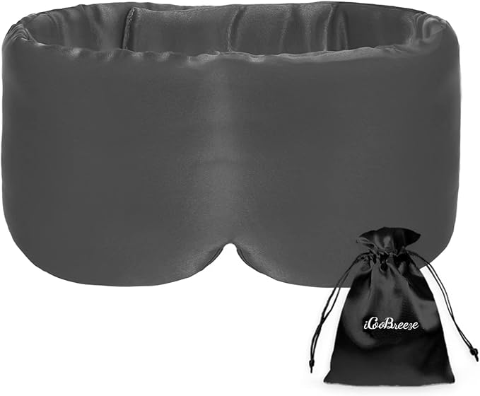 100% Handmade Bamboo Sleeping Eye Mask for Women for Men,Night Masks,Organic Sleep Mask,Blockout Eye Mask for Sleeping,Large Size Adjustable (1 PC, Dark Grey)