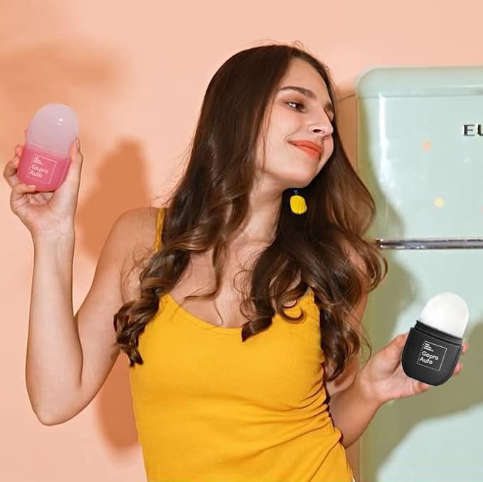 Cube Ice Roller for Face, Ice Facial Roller for Eyes Neck Naturally Tone and Tighten Skin, De-puff Eye Bags, Add a Healthy Glow Cryotherapy Enhance Skin Elasticity (Black)