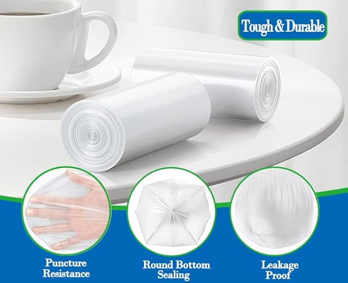 Hommaly 8 Gallon 86 pcs Medium Clear Trash Bags Strong Clear Garbage Bags, Bathroom Trash Can Bin Liners, Plastic Bags for Office, Fit 7gallon,8 gallon Waste Basket Liner7,8Gal(8G86-Clear)