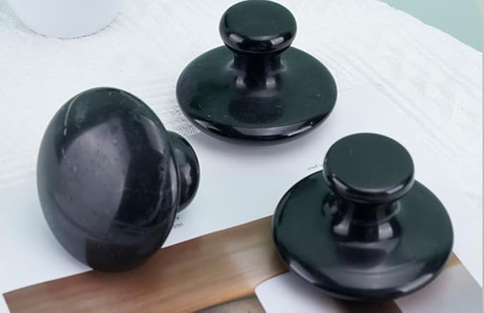 2 Pcs Mushroom Shaped Massage Stones Natural Bian Stone Hot Rock for Spa Massage