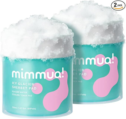 Ice Sorbet Toner Pads | Skin Prep Wipes for Puffiness, Under Eye Bags & Instant Face Lift | Gel Pads for Sunburn Relief & After Sun with 30% Glacier Water & Caffeine | Pack of 2 (120 Count)