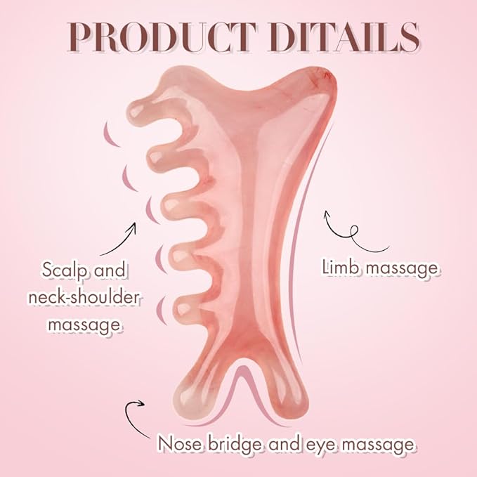 4 in 1 Massage Comb Gua Sha Tool for Face & Body, 2025 New Head Massage Combs Facial Tools, Meridian Therapy Tool for Body Tension Relief, Self Care Gifts for Women Men (Gray)