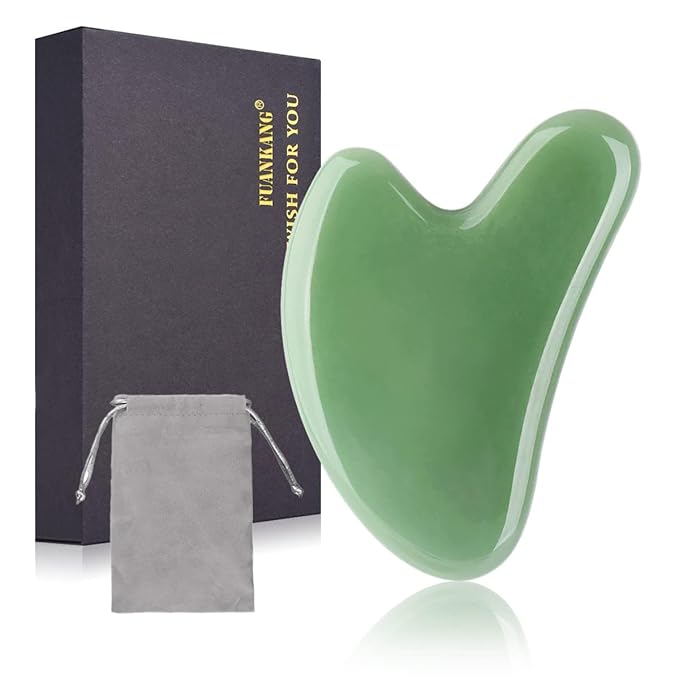 Gua Sha Facial Tools Stone Massage GuaSha Tool for Face (Green)
