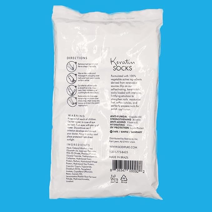 Bodipure All-In-1 Moisturizing Foot Mask, Keratin & Vitamin E Foot Mask for Dry Cracked Feet, Callus & Heel Softening, Easy-to-Use Pedicure Foot Repair, Chemical-free Feet Treatment