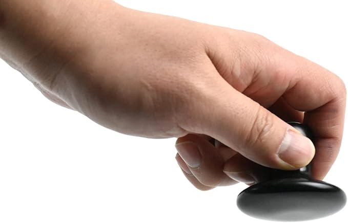 2 Pcs Mushroom Shaped Massage Stones Natural Bian Stone Hot Rock for Spa Massage (2-L, Black)