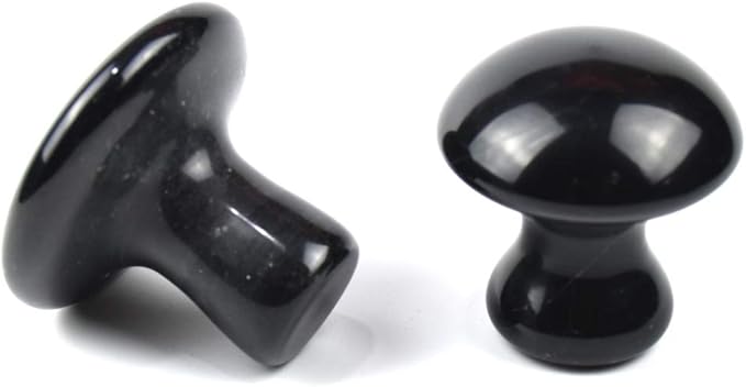 2 Pcs Mushroom Shaped Massage Stones Natural Bian Stone Hot Rock for Spa Massage (2-SL, Black)
