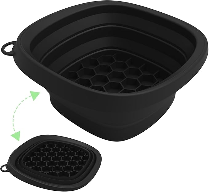 Face Bowl for Ice with Built-in IceTray,Collapsible Silicone Face Ice Bowl – Cold Plunge Therapy for Skin Tightening & Facial Treatment– Portable Spa Tool for Home & Travel（Black)