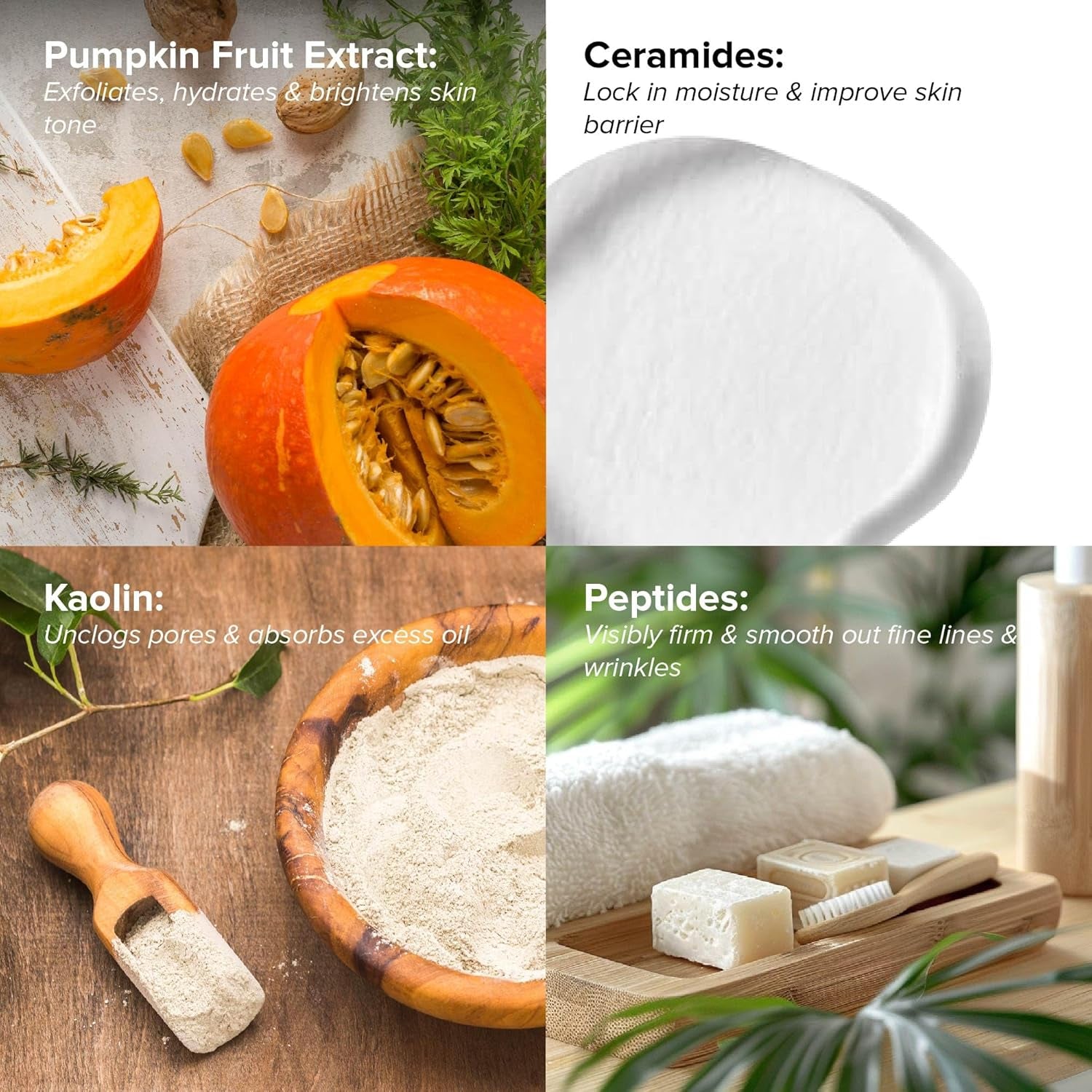 Pumpkin Enzyme Face Mask with Jojoba Beads. Gentle Exfoliating Pumpkin Facial Mask for Dullness, Uneven Skin Tone, Fine Lines and Wrinkles. 5.5 Oz