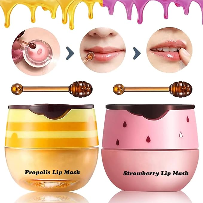 3Pcs Honey Lip Balm Honey Pot, Exfoliator,