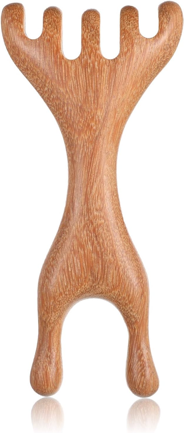 1 Pc Double-Ended Wood Scalp Massager, Meridian Massage Combs Head Massage Tool, Wooden Back Scratcher Gua Sha Facial Tools for Deep Relaxation & Stress Reduction