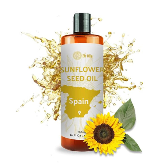 Nature Packaged Sunflower Carrier Oil (16oz) - Direct from EIR Oils' Farmland in the Sunny Fields of Spain - 100% Pure Carrier Oil for Hair, Face, and Skin
