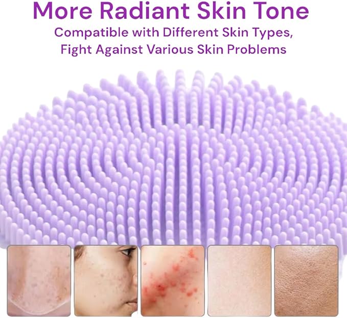 Silicon Facial Cleansing Brush, HFZ World Facial Cleansing Brush, Silicone face Scrubber for Men & Women, Electric Facial Scrubber, IXP7 Level 100% Waterproof,Silicon Facial Brush