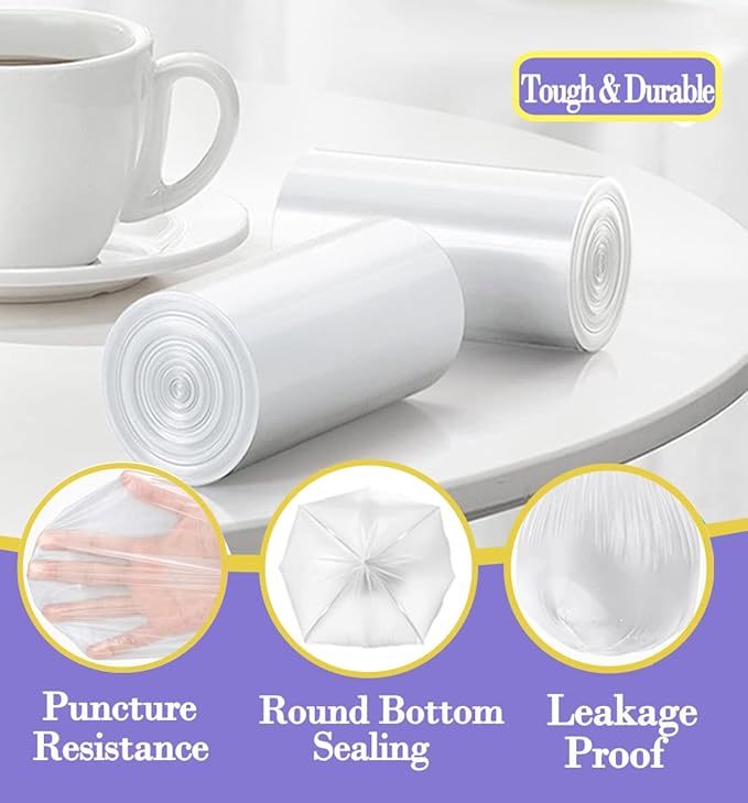 3 Gallon 100pcs (Fit 3-3.2 Gal) Small Clear Trash BagsPlastic Strong Clear Garbage Bags,Bathroom Trash Can Bin Liners,Waste Basket Liner,Fit 10-13 Liter, 3 Gallon,3.2Gallon