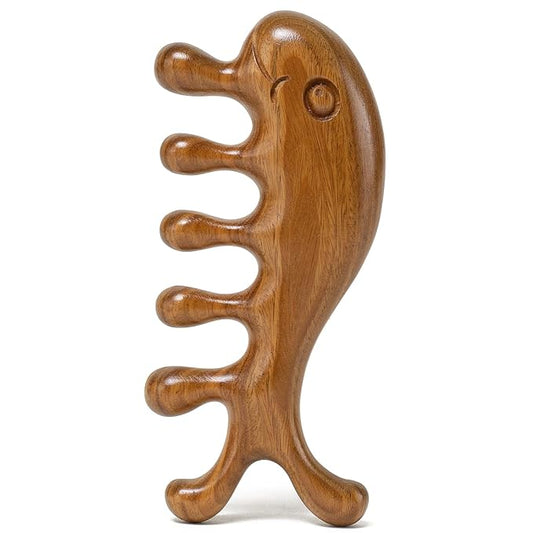 Wooden Massage Comb, Wooden Scalp Massager, Scalp Gua Sha for Stress Relax, Loc Comb for Sisterlocks - Green Sandalwood