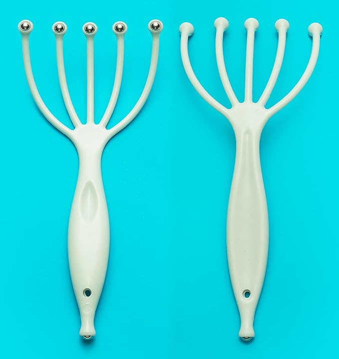 Head Massager,Protable Handheld SPA Scalp Massage Tool for Deep Relaxation & Stress Reduction Wet and Dry in The Office Home SPA (2-Pack) (White White)