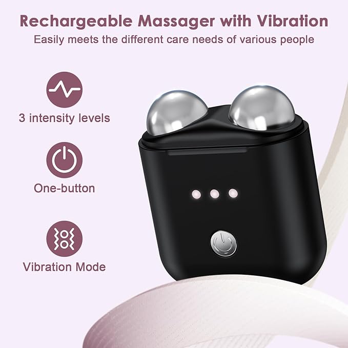 Microcurrent Facial Device, Mini Microcurrent Face Lift Device for Face Lifting and Facial Sculpting, Portable Facial Roller Massager Tool for Man and Woman, Black
