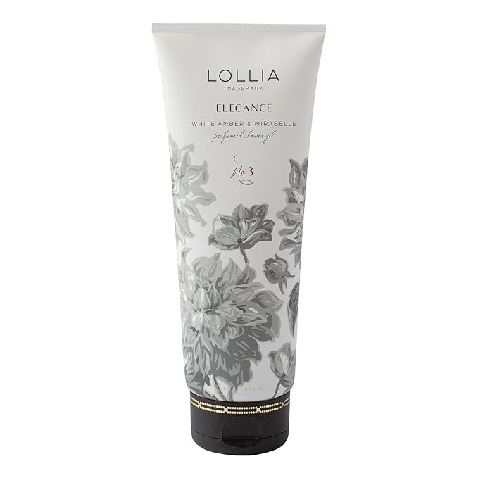 Lollia Elegance Shower Gel, 8 fl. oz. – White Amber & Mirabelle – Scented Shower Gel Body Wash, Shea Butter Body Wash, Bath Wash for Women, Beautiful Shower Gel, Moisturizing Body Wash