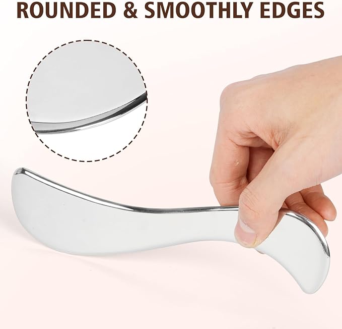 tonchean 8-Piece Muscle Scraper IASTM Tool Set, Gua Sha Scraping Massage Tool Set Stainless Steel Myofascial Release Tool Deep Tissue Massage Tool Set for Reduce Arms, Legs, Back, Shoulder Muscle Pain