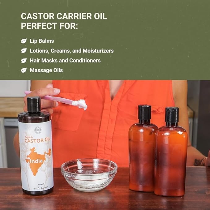 Organic Castor Oil Direct From India - Cold Pressed Castor Oil For Face - Hexane Free (4 Gallons)