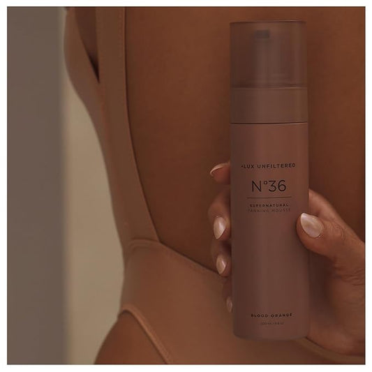 '+ Lux Unfiltered N°36 ORIGINAL Supernatural Tanning Mousse Foam in Blood Orange, Quick + Immediate Sunless Fake Tan, Self Tanner