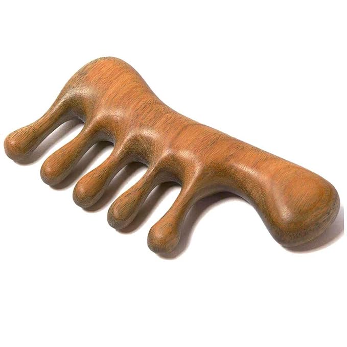 Wooden Loc Comb - Scalp Massage, Gua Sha, Sandalwood Wood Head Massager for Hair Growth, Women and Men