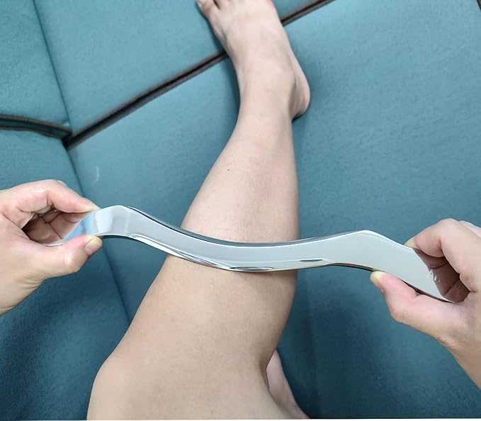 Muscle Scraper Stainless Steel Gua Sha Scraping Massage Tool,IASTM Tools, Great Soft Tissue Physical Therapy Used for Back, Legs, Arms,Neck (Long bar)