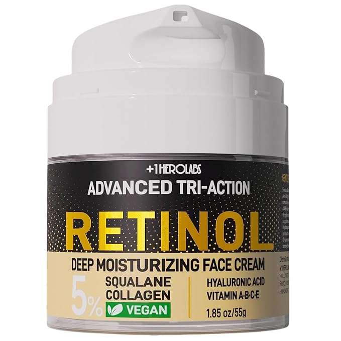 Retinol Cream for Face, Anti Aging Moisturizer with Triple Retinol Complex, Hyaluronic Acid, Collagen, Peptides, Niacinamide & 50000ppm Squalane, Wrinkle Cream for Women, Fragrance Free