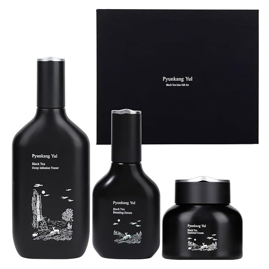 [PKY] Pyunkang Yul Black Tea Line Gift Box Set, Deep Nurishment for Anti-aging, Rich Moisture Toner, Revitalizing Serum & Nourishing Cream, Zero-Irritation (3-item set)