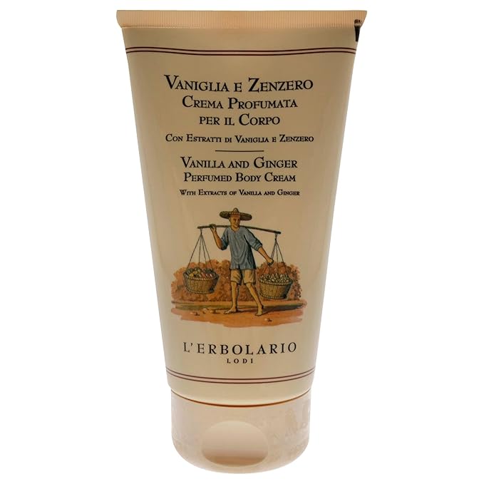 L’Erbolario Vanilla and Ginger Perfumed Body Cream - Moisturizing Cream for Dry Skin - Ginger and Vanilla Extracts - Hydrating Jojoba Oil - 5.07 oz