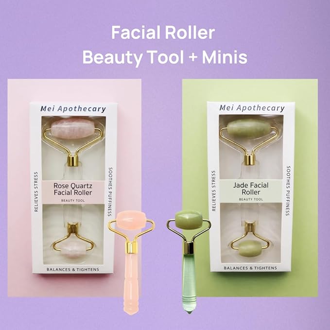 Jade Stone Face Roller - Facial Massager Tool for Radiant Skin, Authentic Xiuyan Jade Roller for Eyes