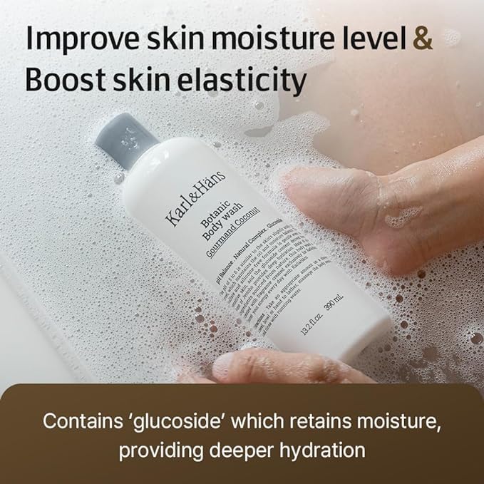 Karl&Hans Botanic Double Mint Vegan Body Wash - Organic, Moisturizing, Natural Shower Gel with Peppermint for Men and Women - Sulfate and Silicone-Free, 13.2 fl oz