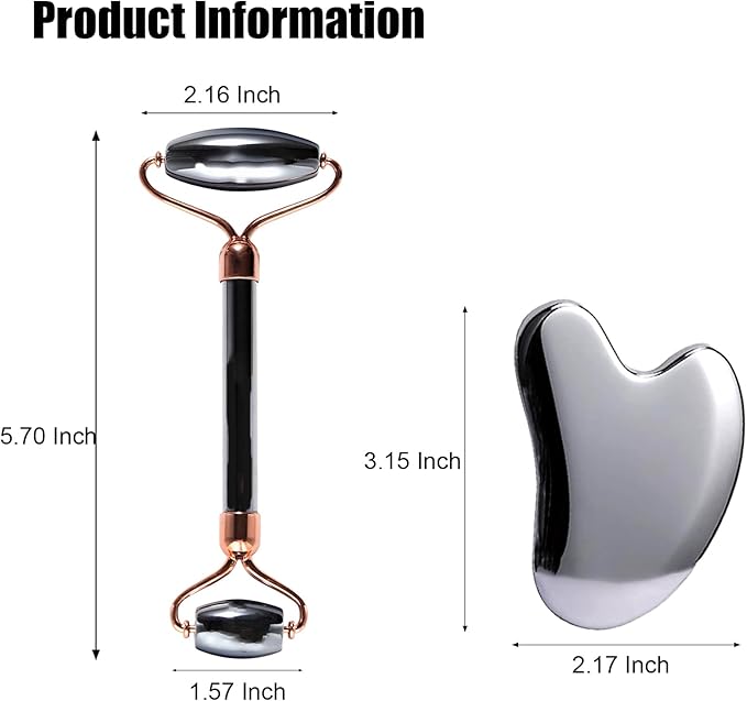 Terahertz Gua Sha & Roller Facial Tools, Face Roller and Gua Sha Set, Guasha Massager Tool for Face-Reduce Puffiness and Improve Wrinkles Idea for Mom Women