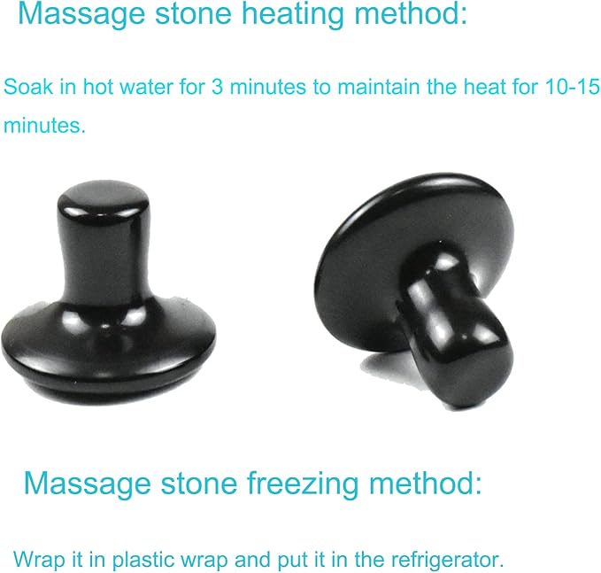 2 Pcs Mushroom Shaped Massage Stones Natural Bian Stone Hot Rock for Spa Massage (2-L, Black)