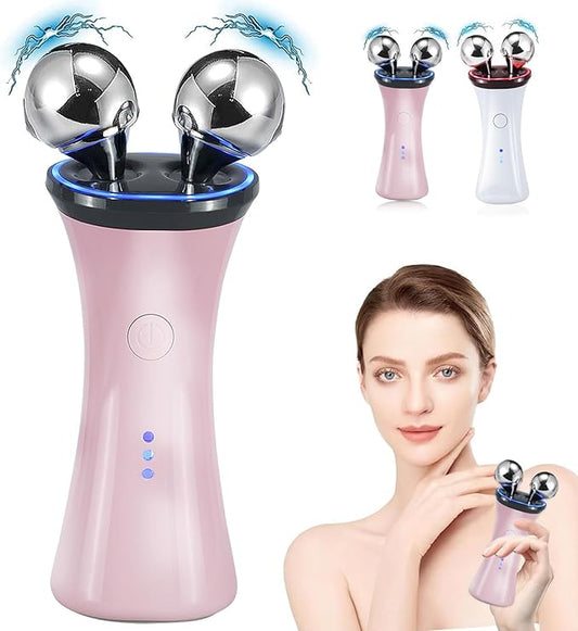 Microcurrent Facial Device, Face Massager Electric Face Lifting, Microcurrent Facial Device for Face and Neck, Best Present for Mother and Companion, Handheld Skin Care Face Toning Device(Pink)