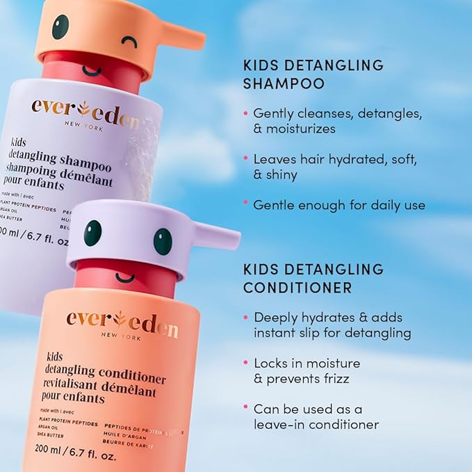 Evereden Kids Routine Bundle - Detangling Shampoo and Conditioner + Multi-Vitamin Face Wash and Face Cream for Kids 3+