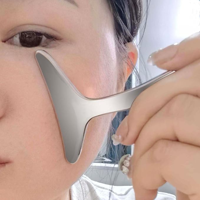 BYYDDIY Stainless Steel Manual Facial Sculptor Tool & Neck Massager Tool for Neck Skin Lifting & Firming & Wrinkle & Dark Circle Reducer,Gua Sha Massage Tool for Skin Care (Y)