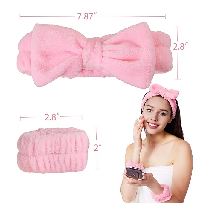 10 PCS Pink Spa Hair & Face Care Set,birthday gifts with Hair ties Silicone face brush Girl Gift for Face Washing, Makeup, Stone Facial Roller,Gua Sha Roller, Remove Wrinkles Eye Puffiness