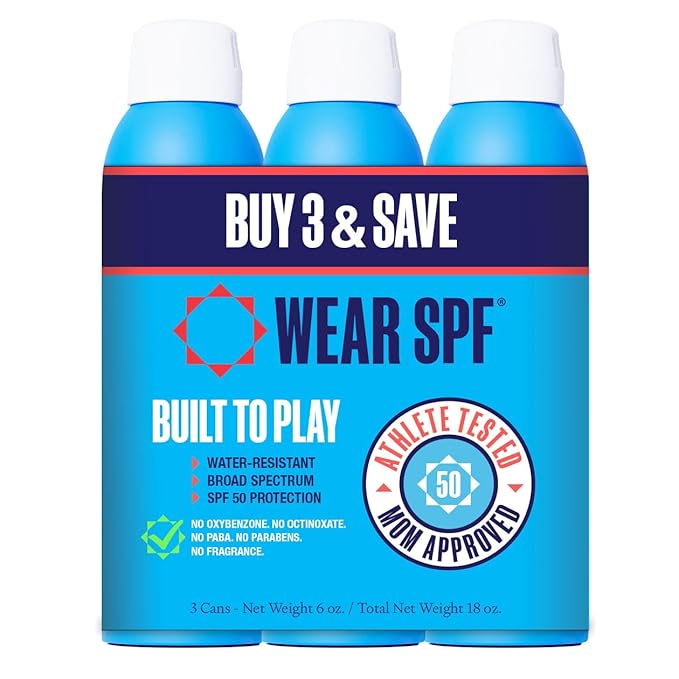Wear SPF Performance Sport Sunscreen Spray – Water & Sweat-Resistant SPF 50, 3-pack
