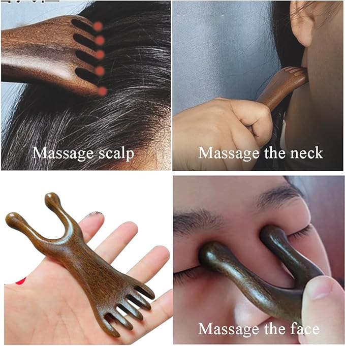 Natural Wooden Nose Guasha Massage Tools Anti-Static, Eyes Facial Wood Gua Sha Tool,face Manual Massager Tool, Multifunctional Handheld Meridians Acupoint Massage Tool,1 Pieces