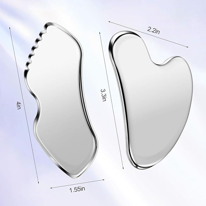 2 Pcs Stainless Steel Scraping Facial Tool for Jawline Sculpting and Decongestive Lymphatic Drainage, Face Massager Tool