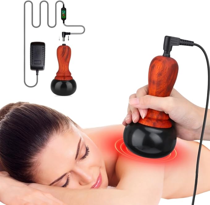 Hot Stones for Massage, Electric Body Massager with Temperature Control, Natural Bian Stone Gua Sha Scraping Massager for Home SPA Relaxation Treatment Pain Relief