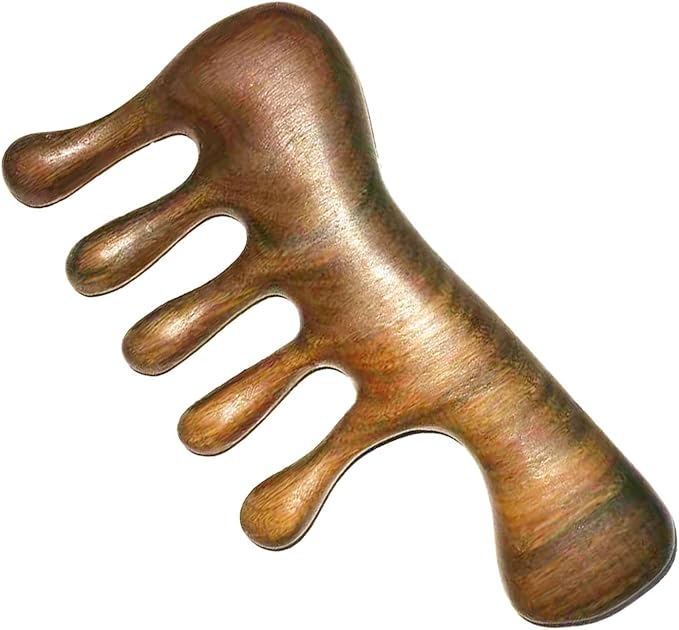 Wood Gua Sha Massage Tools Set,Scraping Scalp Massage Comb,Natural Wooden Gua Sha Tool,Scraping Tool. (Handle Wooden Comb)