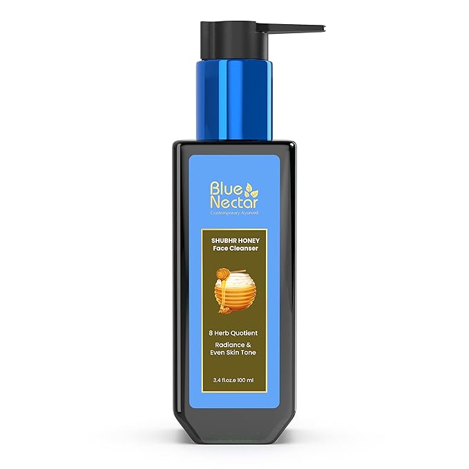 Blue Nectar Ayurvedic Honey and Aloevera Face Wash and Makeup Remover | Daily Facial Cleanser for Women and Men | All Skin Types (8 Herbs, 3.4 Fl Oz)