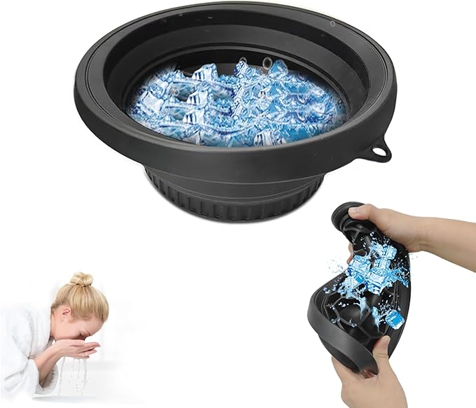Ice Facial Folding Washbasin, Face Dunk Bowl Ice, Face Plunge Bowl, Silicone Facial Bowls Cold, for Home, Travel & Parties