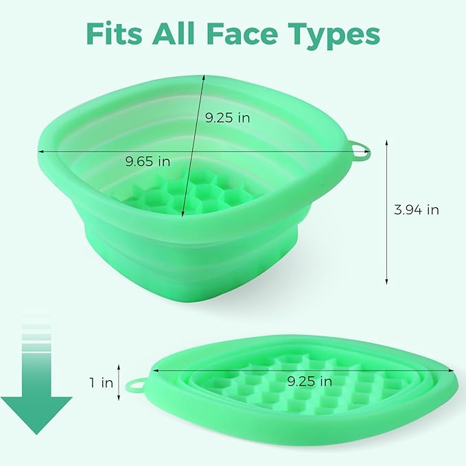 SaporeArt Ice Face Bowl, Upgraded Wider & Deeper Collapsible Silicone Facial Ice Bath Bowl with Built-In Ice Mold, Soothes Puffiness & Redness, Ideal for Home and Travel