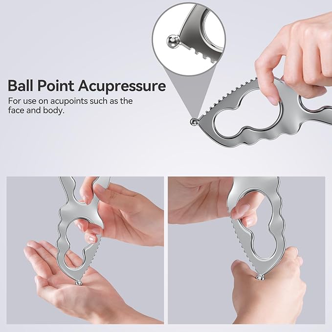 Gua Sha Facial Tools Stainless Steel Guasha Tool for Face Metal Gua Sha Muscle Scraper Tool Massage Body Gua Sha Graston Tool Physical Therapy Face Sculpting Tool Iastm Tool Derma Edge Women Skin Care